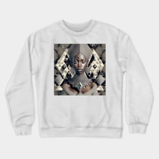 [AI Art] African Beauty with Diamonds, in the style of Escher Crewneck Sweatshirt